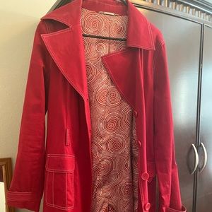 Red lightweight trench coat jacket